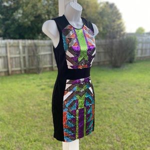 bebe Black Sheath Mini Dress Halter Sleeveless Cocktail